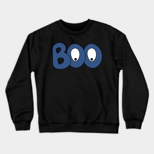 BOO text art blue bubble letters with cartoon eyes Crewneck Sweatshirt
